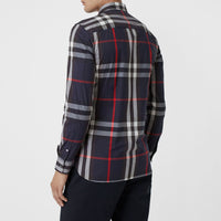 Chemise en coton extensible à motif check - Navy