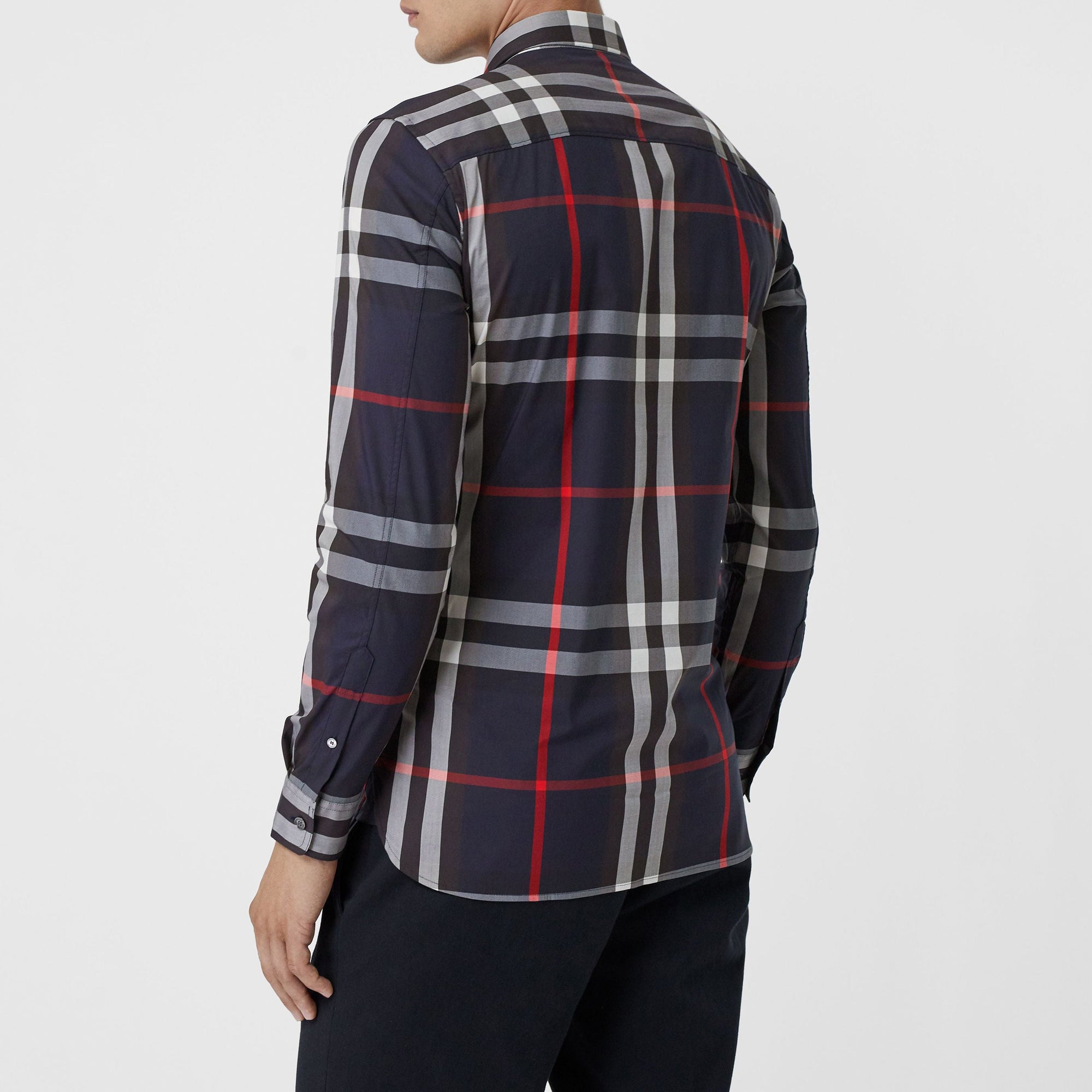 Chemise en coton extensible à motif check - Navy