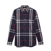 Chemise en coton extensible à motif check - Navy