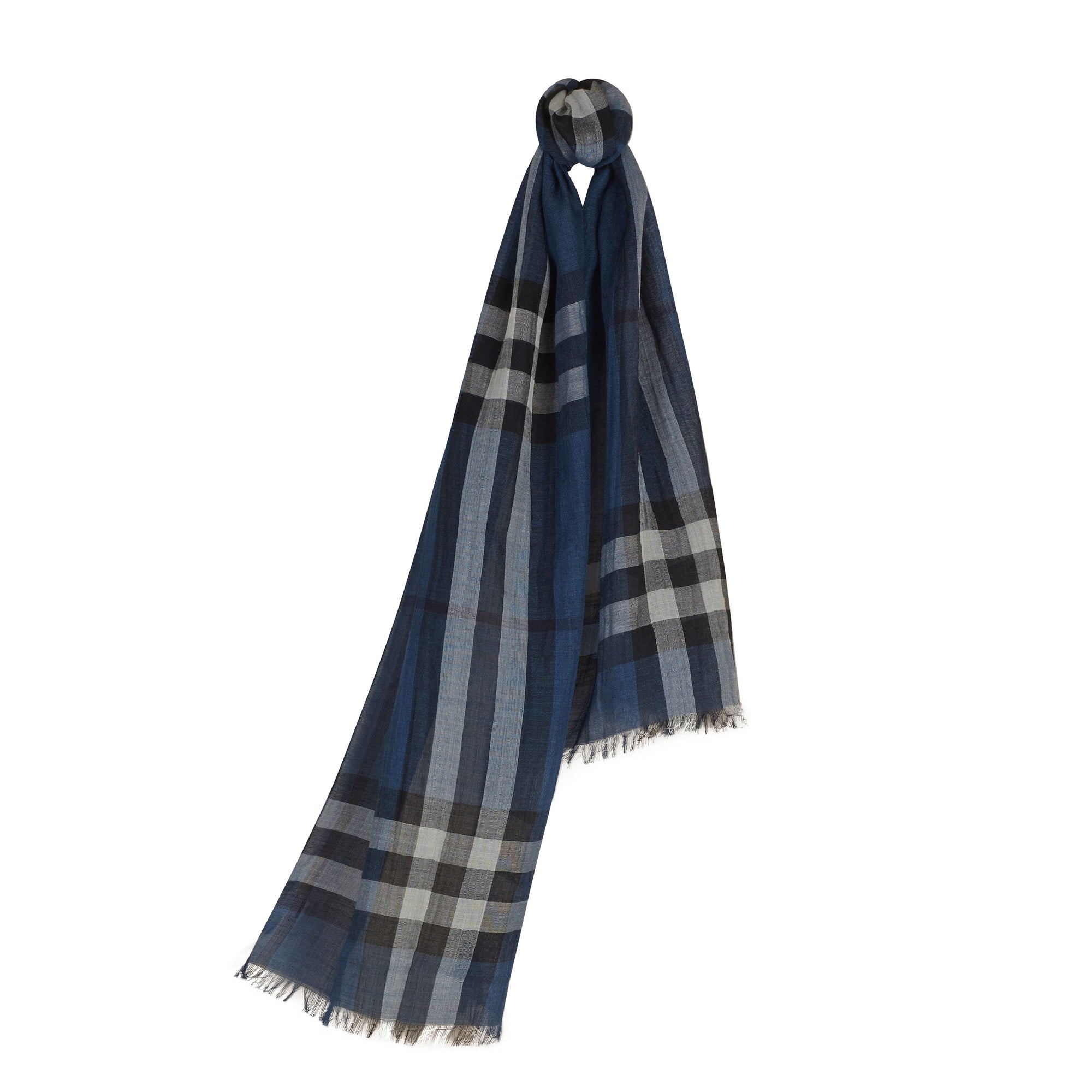 Foulard en laine et soie à motif Exploded check - Cadet Blue