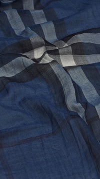 Foulard en laine et soie à motif Exploded check - Cadet Blue