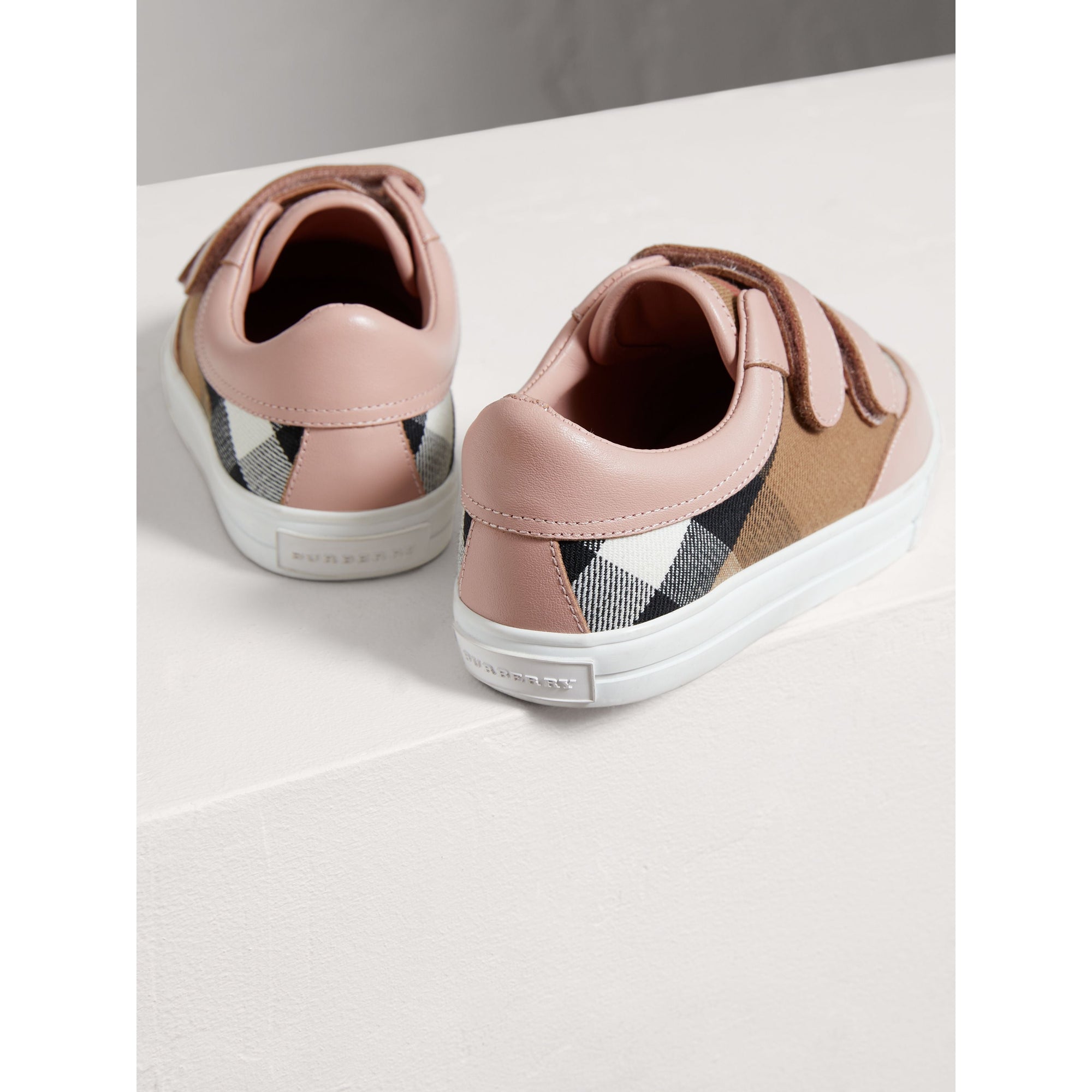 Sneakers en coton House check et cuir - Peony Rose Melange