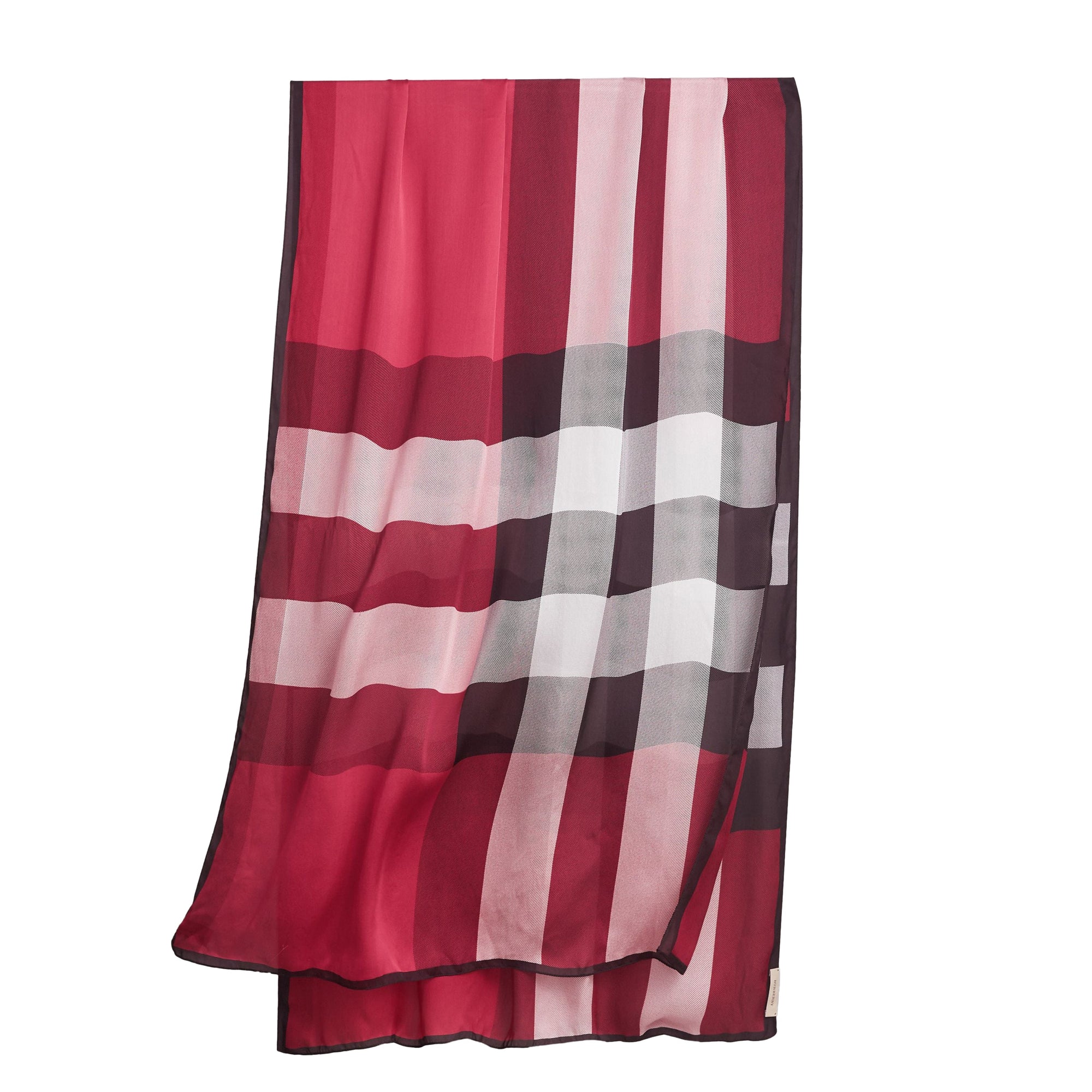 Écharpe en soie légère à motif check - Fuchsia Pink