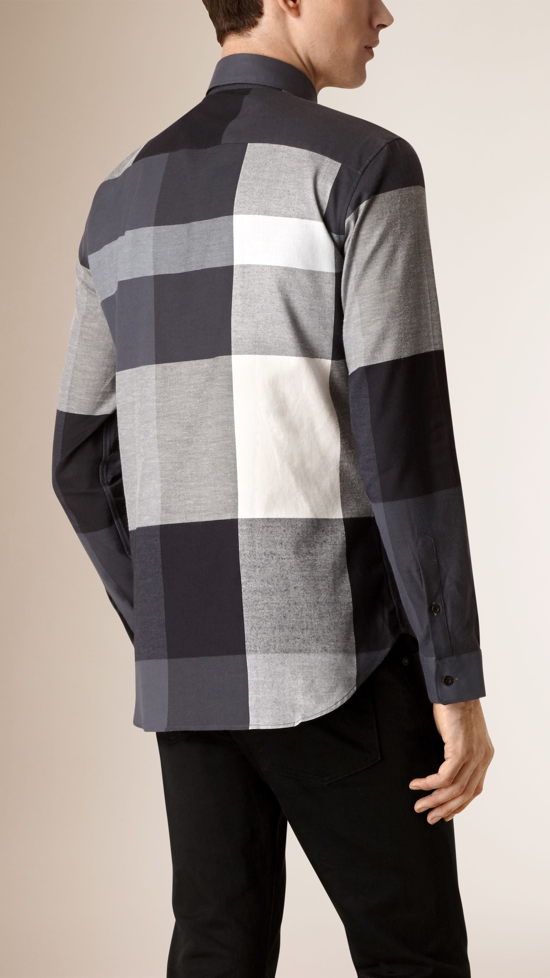 Chemise en coton de coupe moderne à motif check - Charcoal