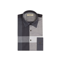 Chemise en coton de coupe moderne à motif check - Charcoal