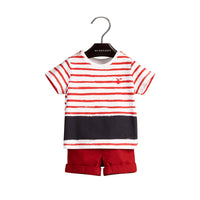 T-shirt en coton à rayures - Military Red