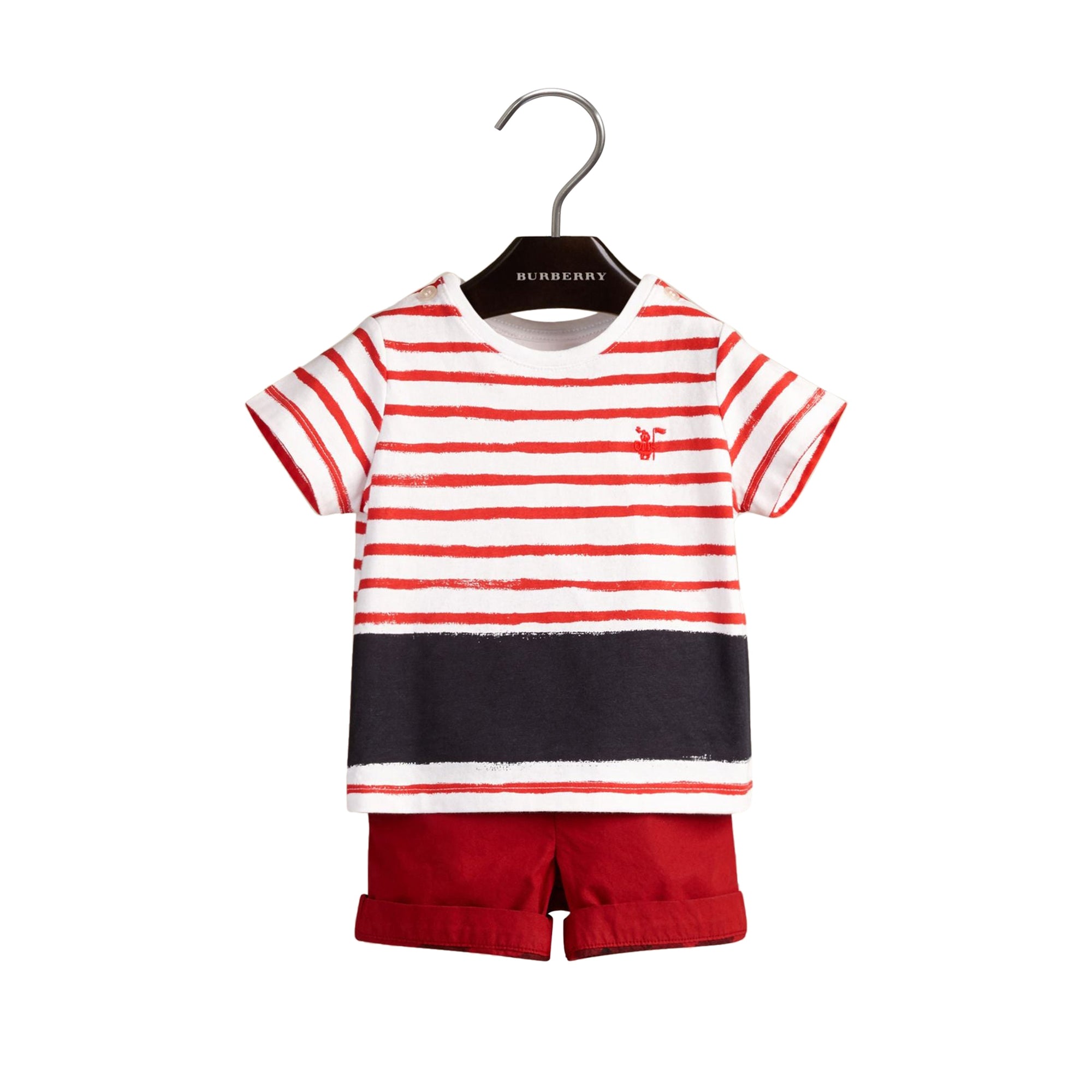 T-shirt en coton à rayures - Military Red