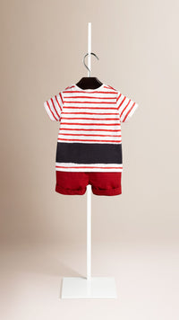 T-shirt en coton à rayures - Military Red