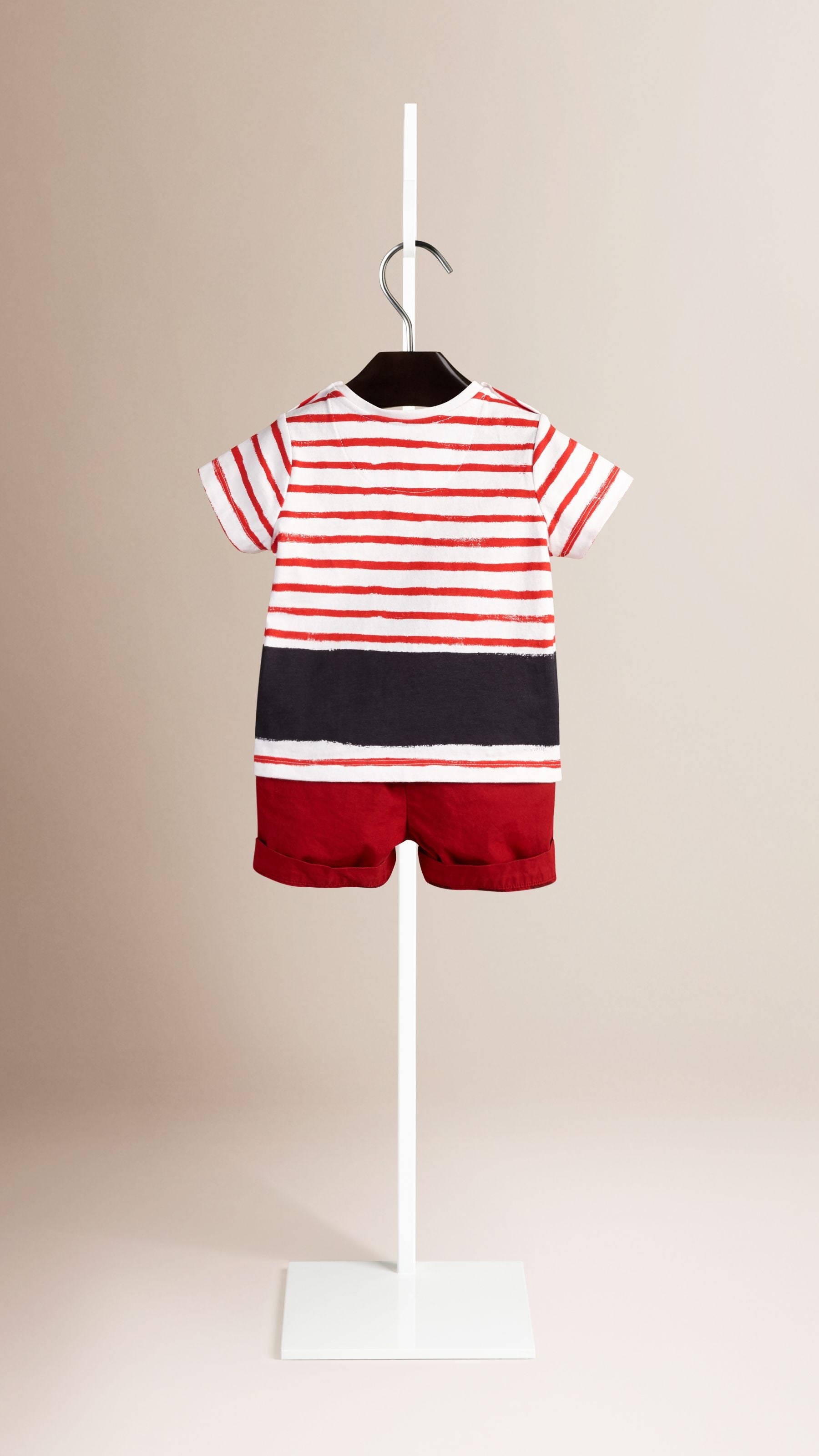 T-shirt en coton à rayures - Military Red