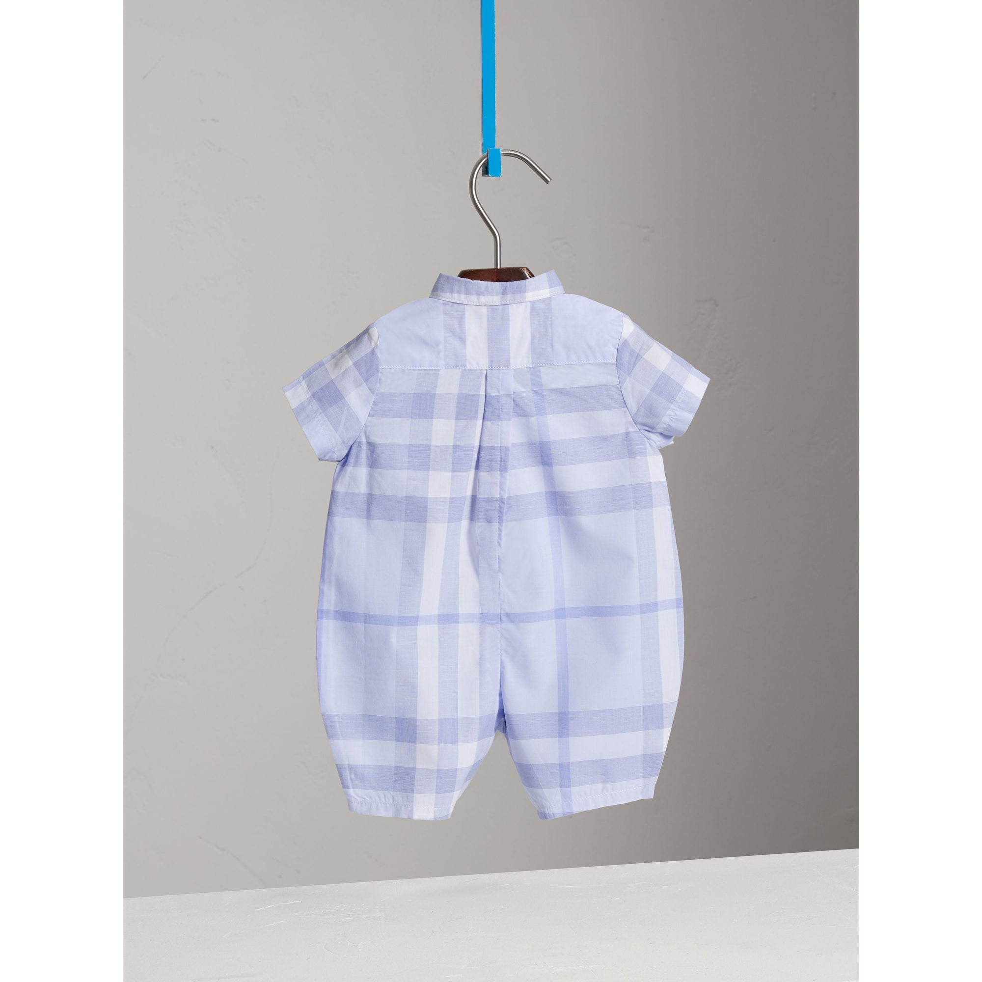 Combinaison en coton à motif check - Ice Blue