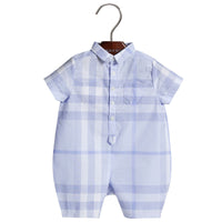 Combinaison en coton à motif check - Ice Blue