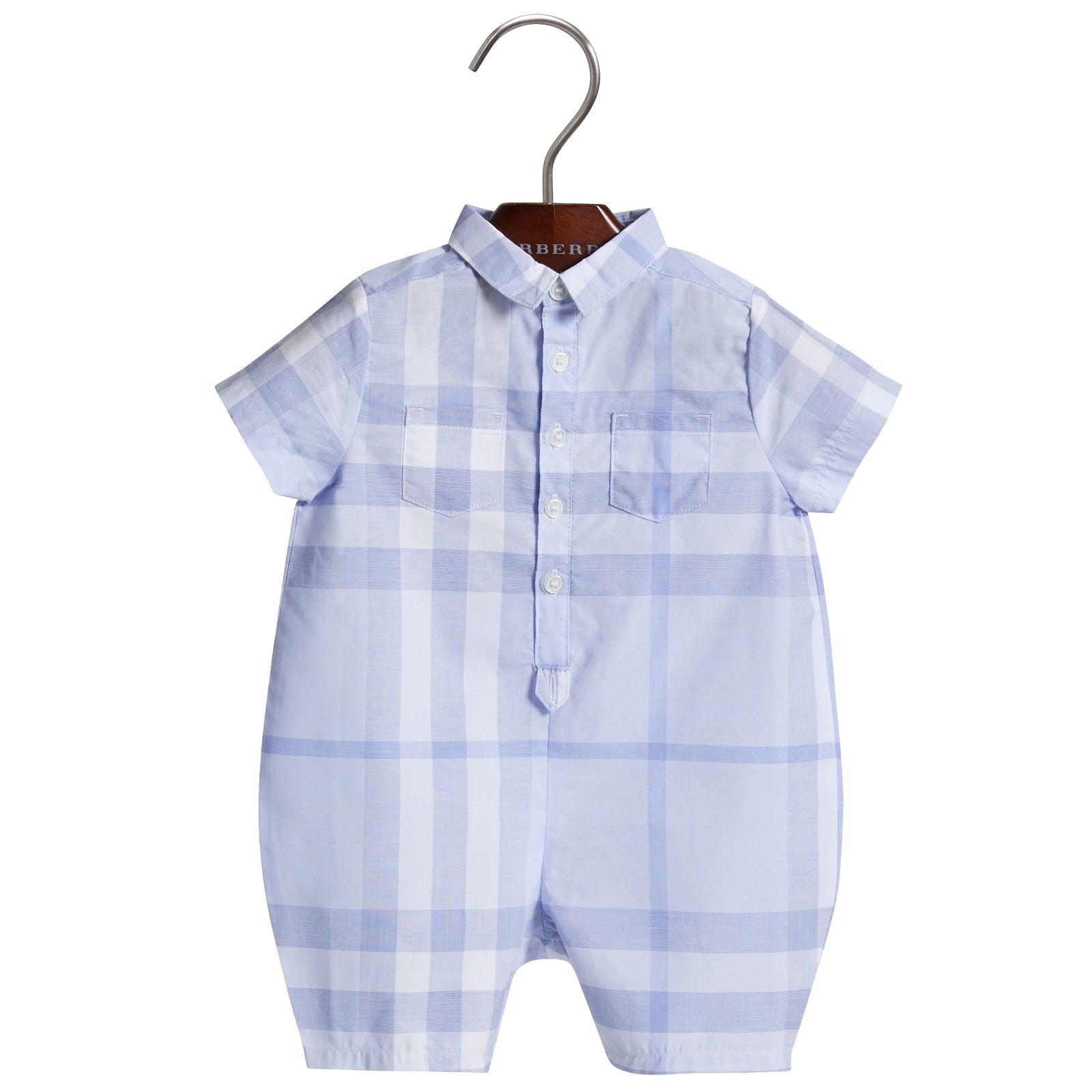 Combinaison en coton à motif check - Ice Blue