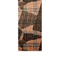 Écharpe imprimé patchwork en laine & soie - Camel & Black