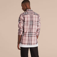Chemise en coton extensible à motif check - Chalk Pink