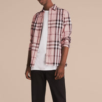 Chemise en coton extensible à motif check - Chalk Pink