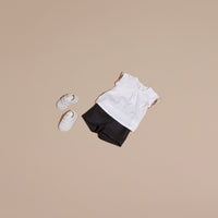 T-shirt en coton avec plis et motif check - White