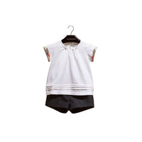 T-shirt en coton avec plis et motif check - White