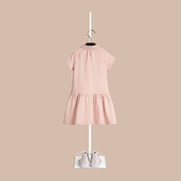 Robe t-shirt en coton mélangé avec patte à motif check - Chalk Pink