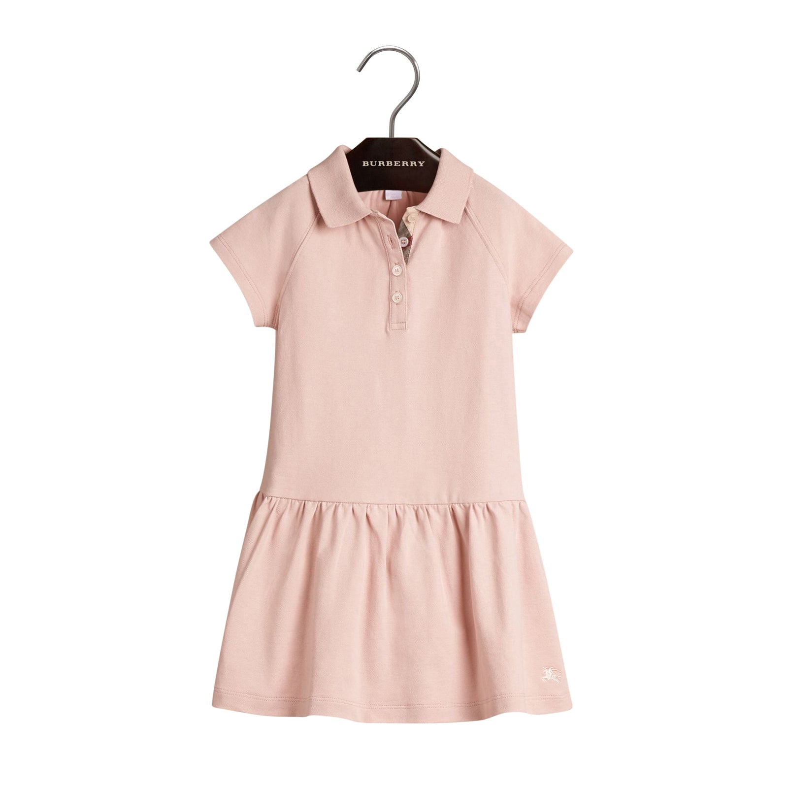 Robe t-shirt en coton mélangé avec patte à motif check - Chalk Pink