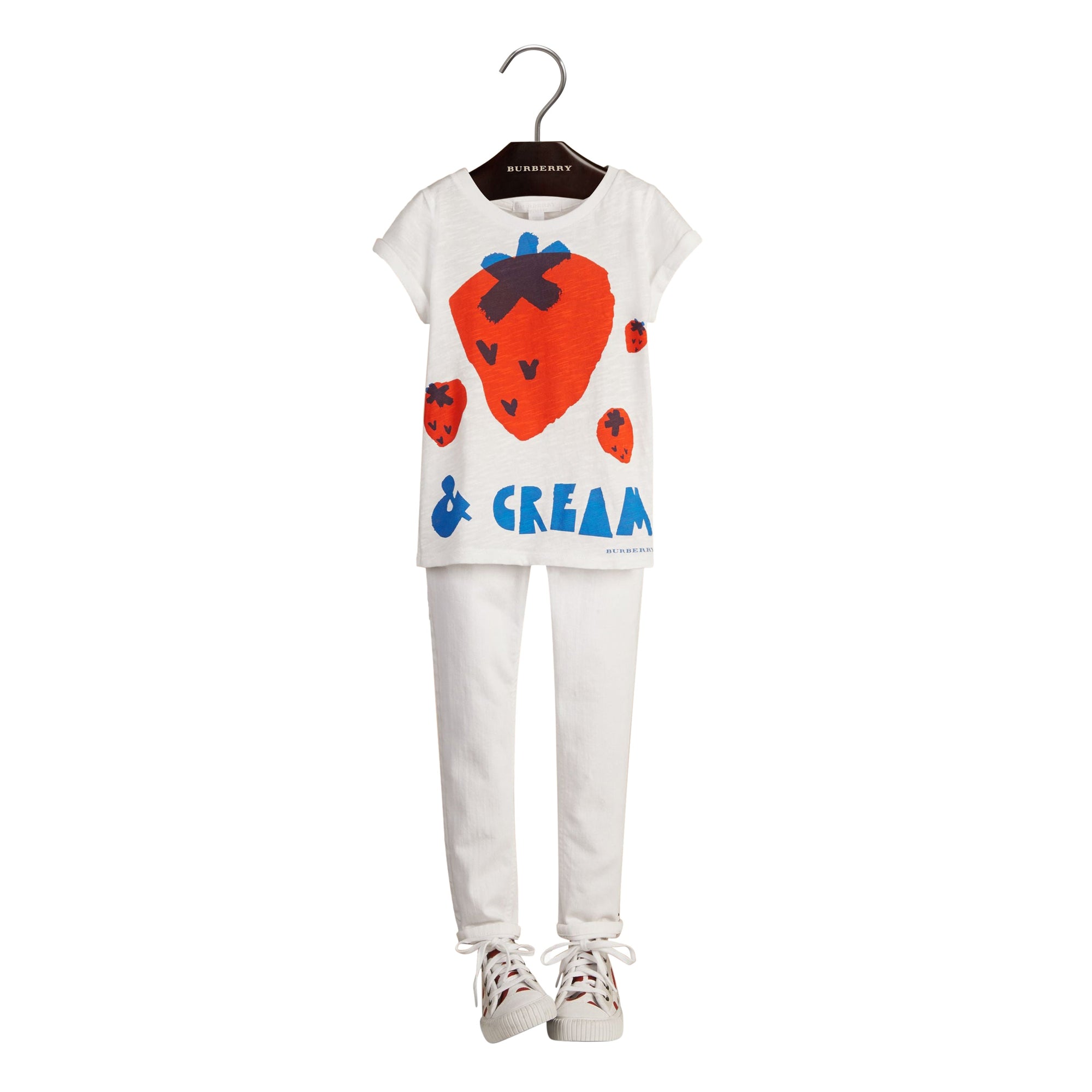 T-shirt en coton à motif graphique Strawberries and Cream - White
