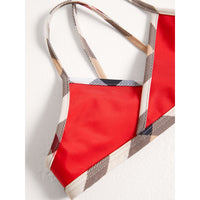 Bikini avec détails à motif check - Poppy Red