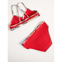 Bikini avec détails à motif check - Poppy Red