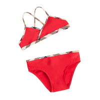 Bikini avec détails à motif check - Poppy Red