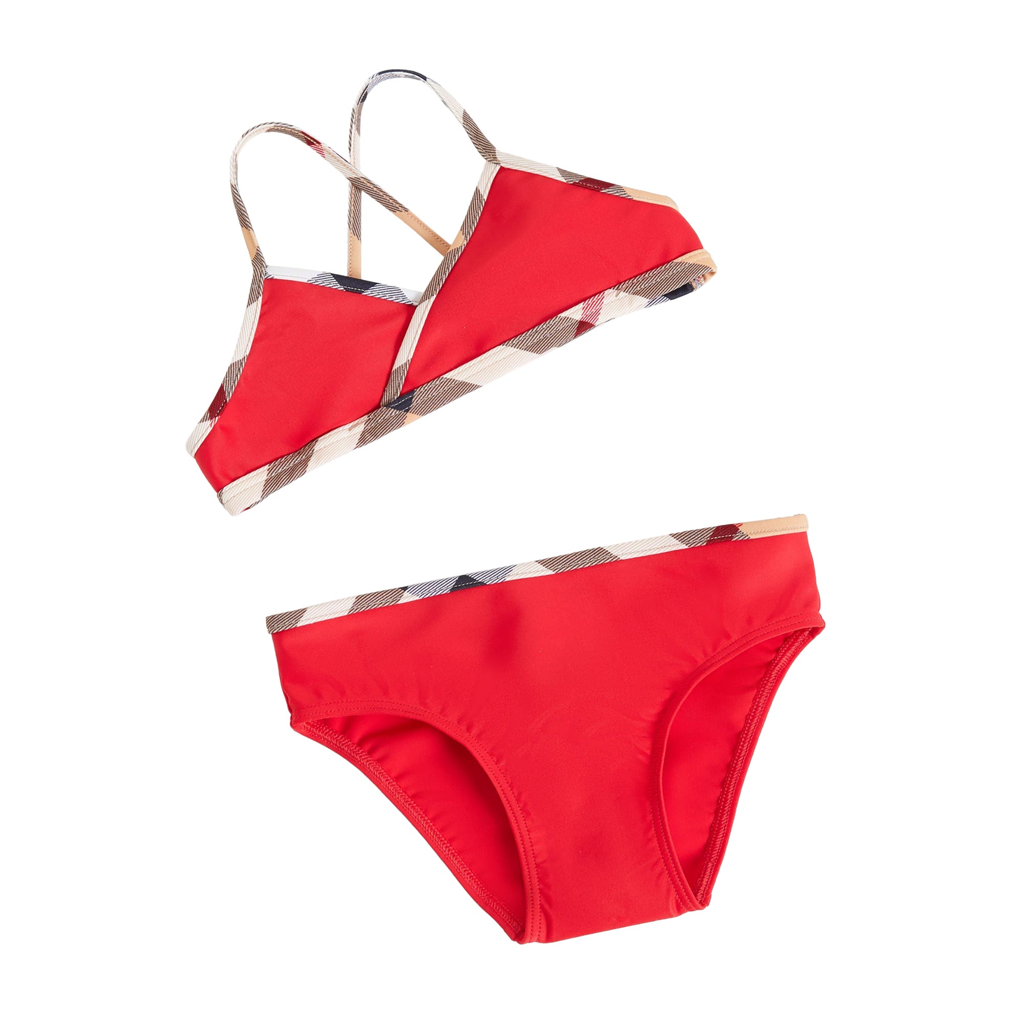 Bikini avec détails à motif check - Poppy Red