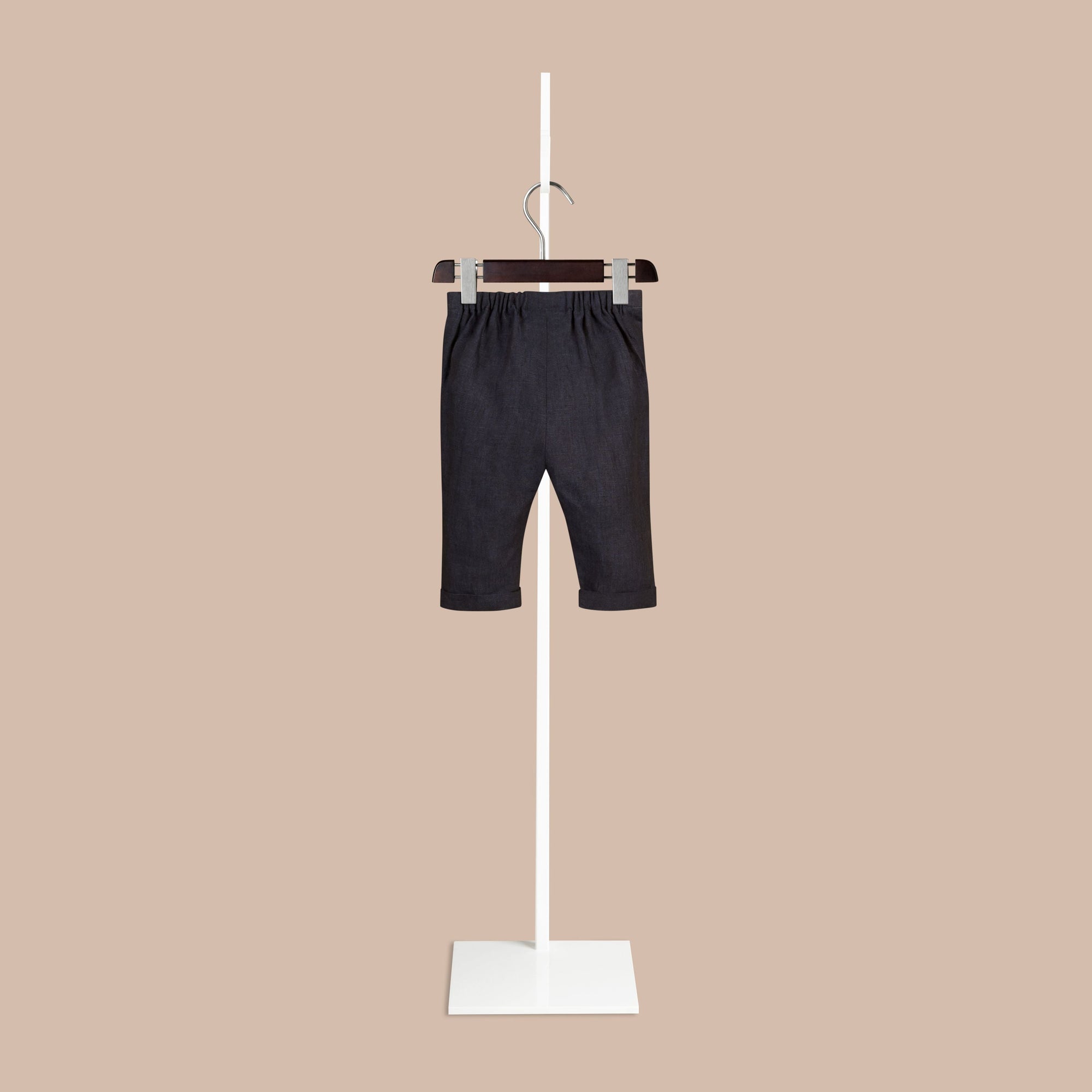 Pantalon en lin à revers apparents - Navy