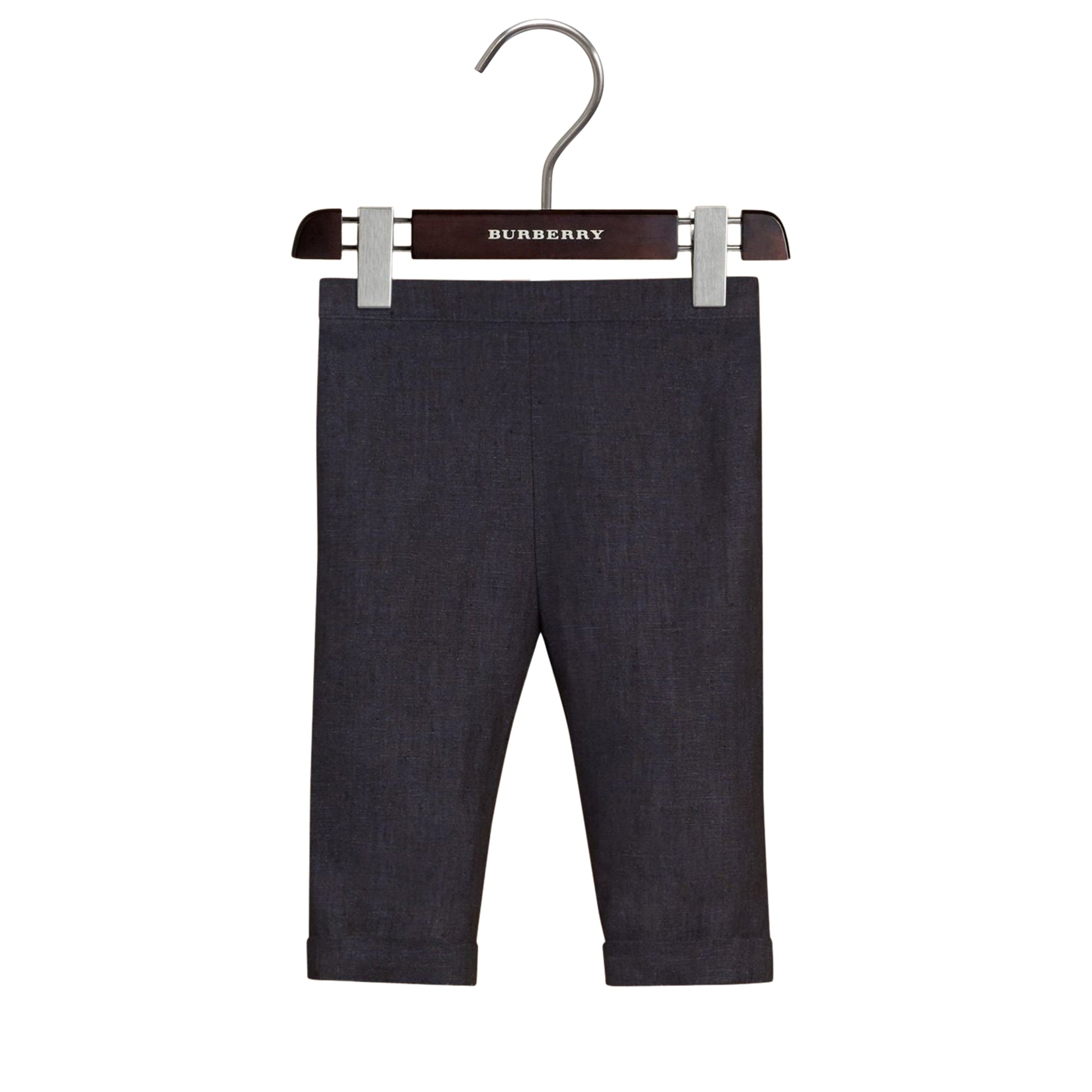 Pantalon en lin à revers apparents - Navy
