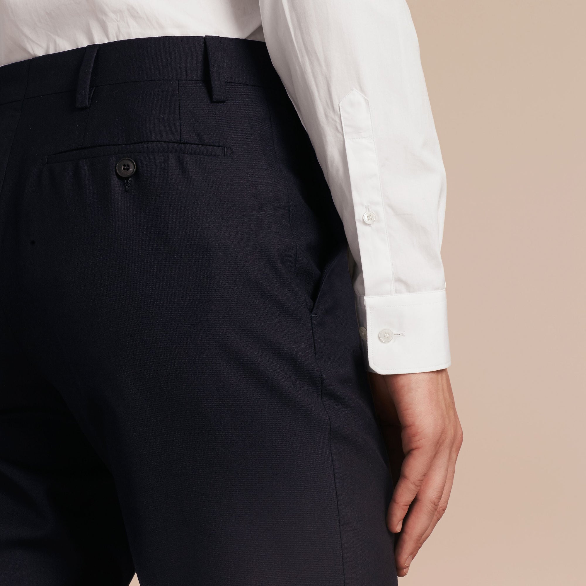 Pantalon de coupe slim en laine - Navy