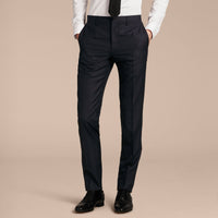 Pantalon de coupe slim en laine - Navy