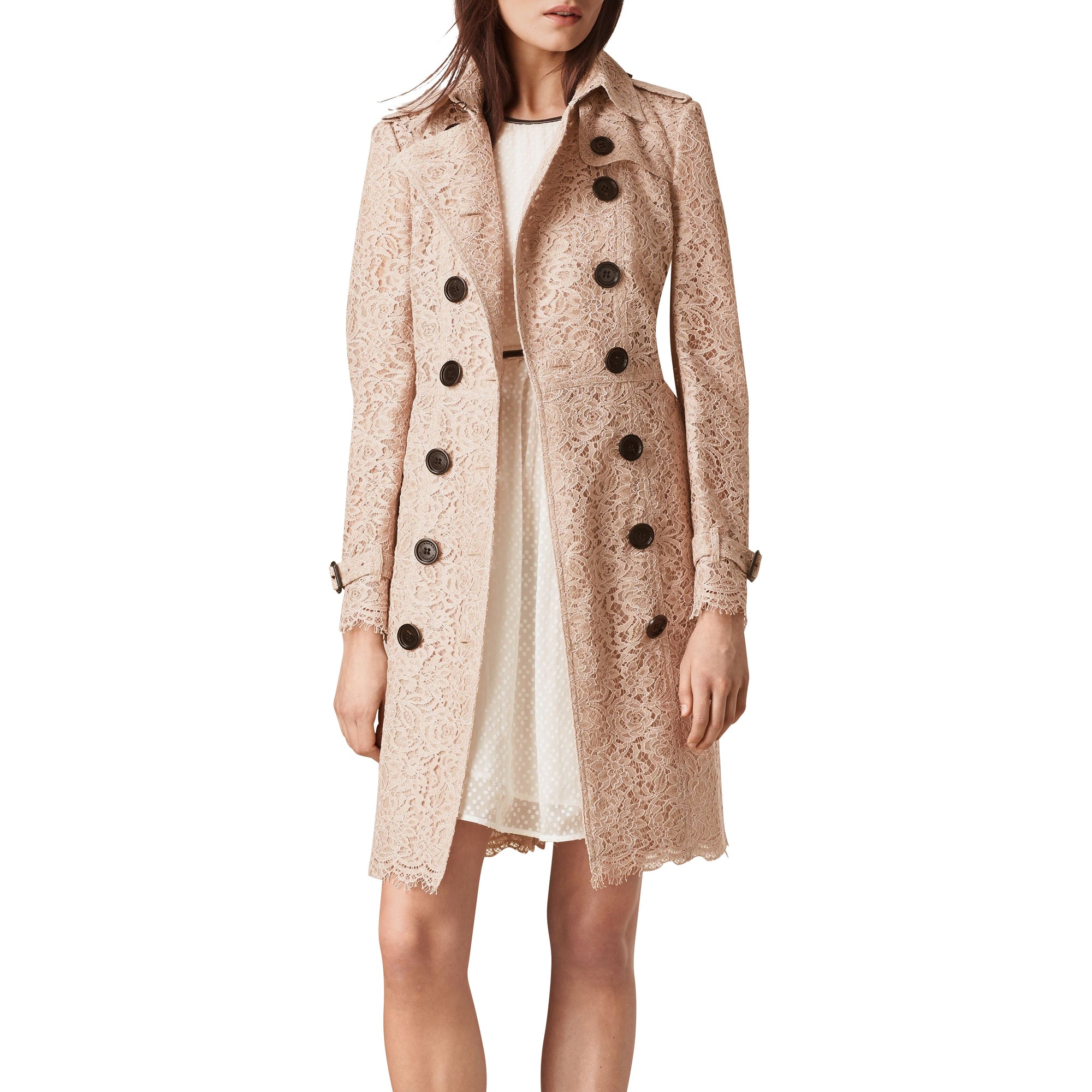 Trench-coat en dentelle italienne - Antique Taupe Pink