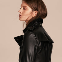 Veste trench en cuir d'agneau - Black