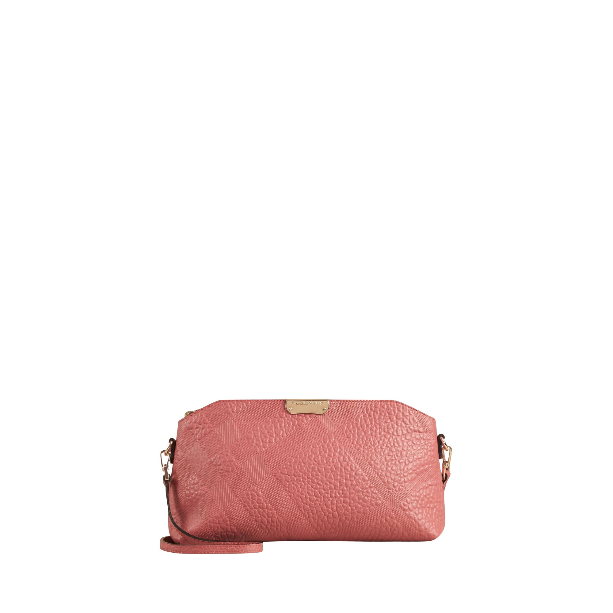 Petit clutch en cuir avec motif check en relief - Antique Rose