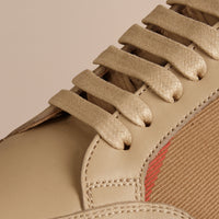 Tennis en coton House check et cuir - Nude
