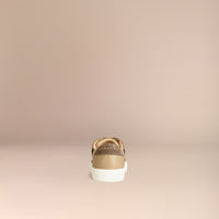 Tennis en coton House check et cuir - Nude