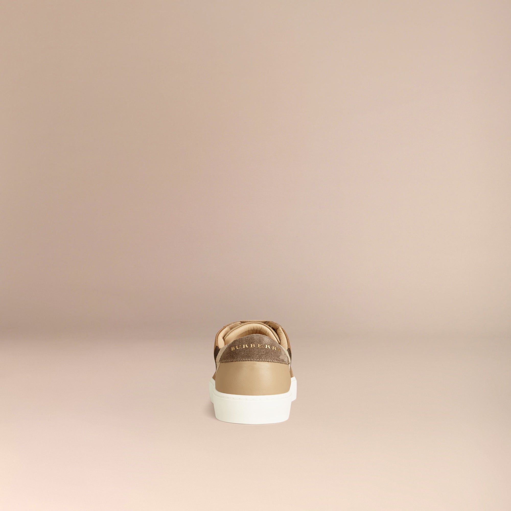 Tennis en coton House check et cuir - Nude
