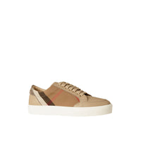 Tennis en coton House check et cuir - Nude