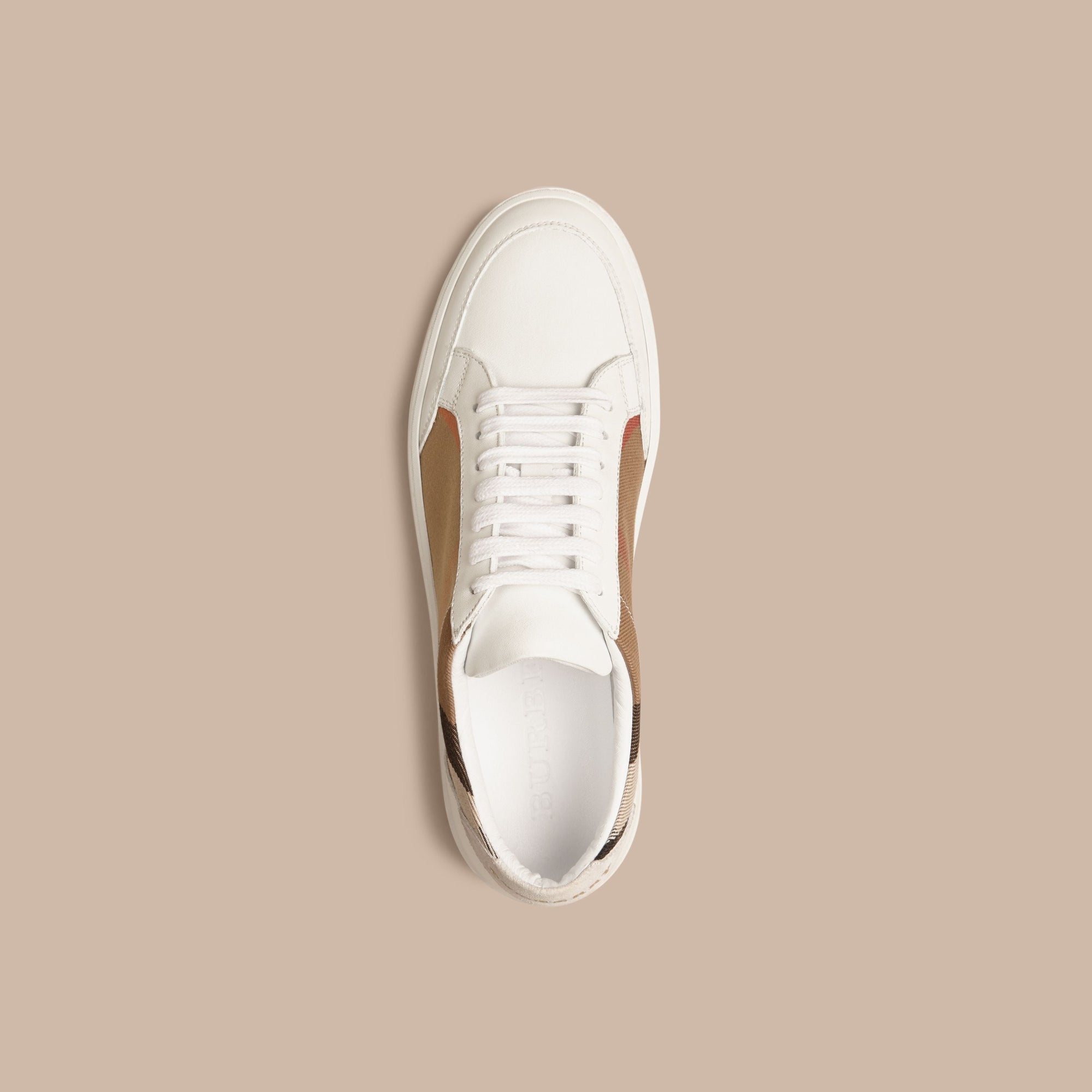 Sneakers en coton House check et cuir - Optic White