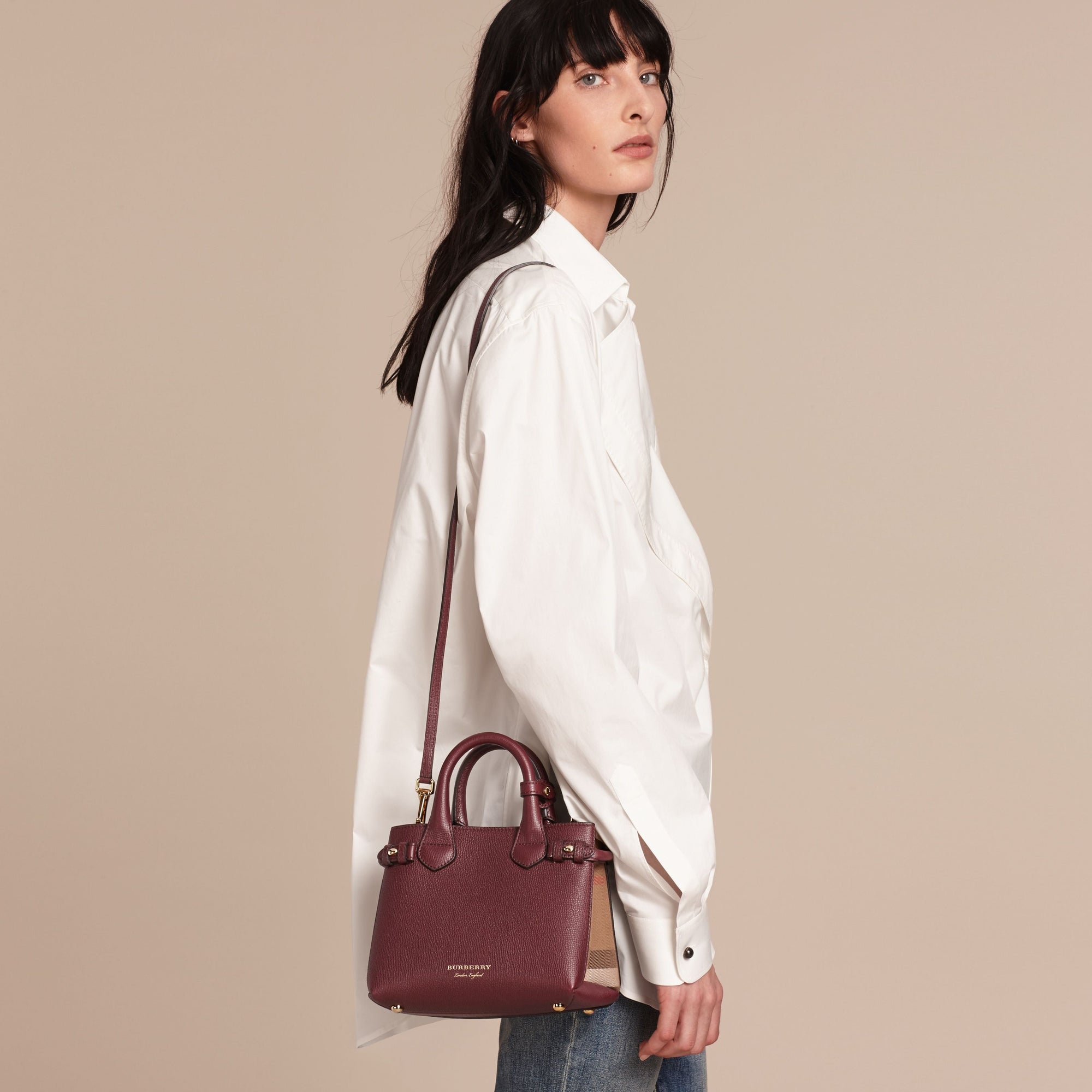 The Baby Banner en cuir et coton House check - Mahogany Red