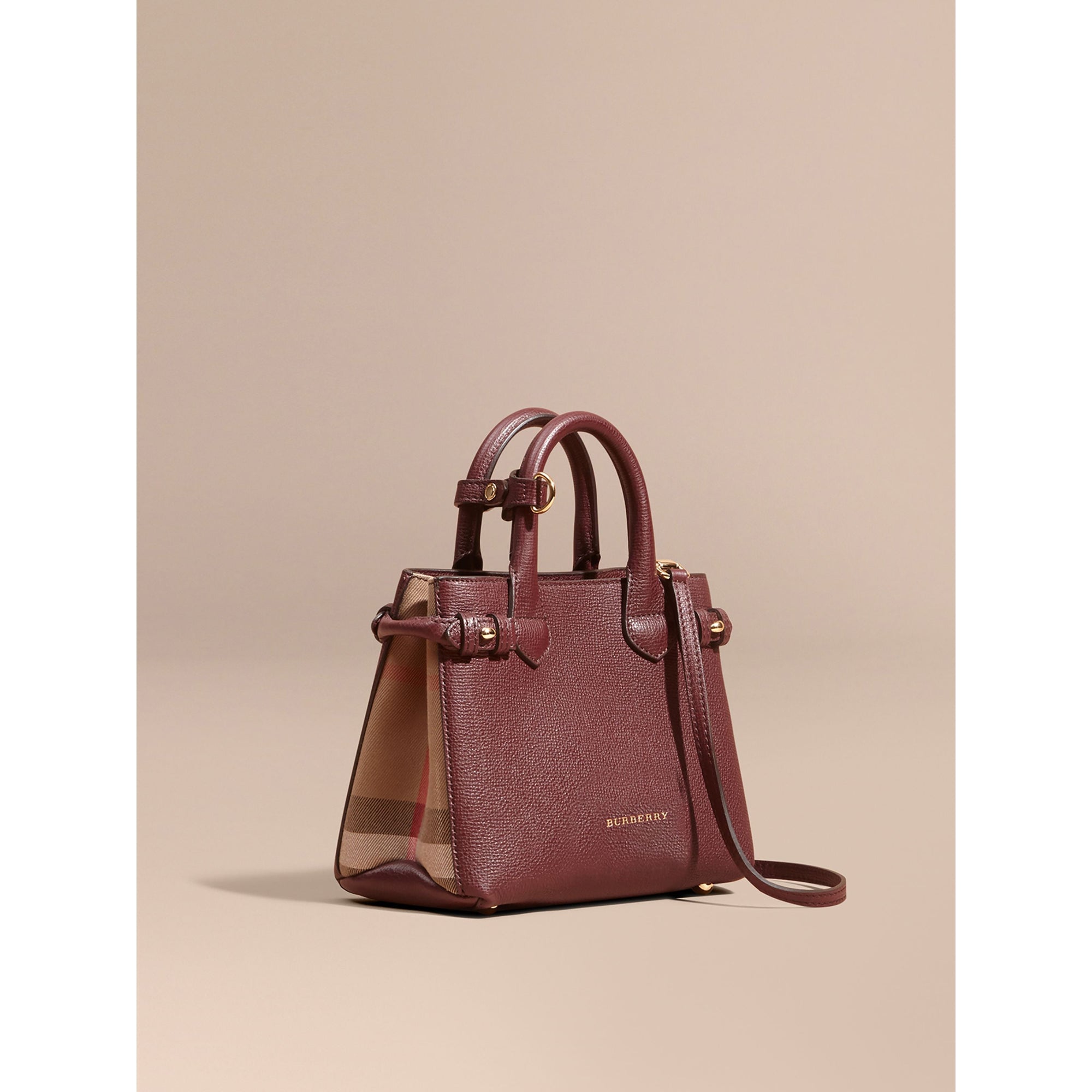 The Baby Banner en cuir et coton House check - Mahogany Red