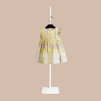 Robe check à manches papillon - Pale Lemon