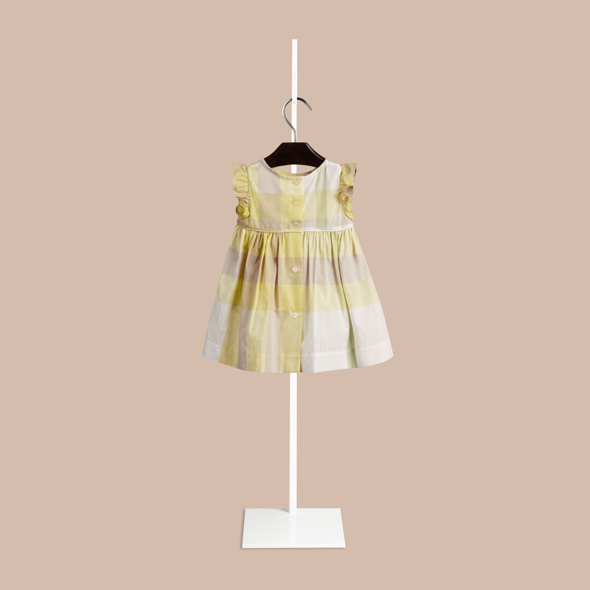 Robe check à manches papillon - Pale Lemon