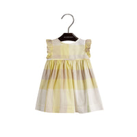 Robe check à manches papillon - Pale Lemon