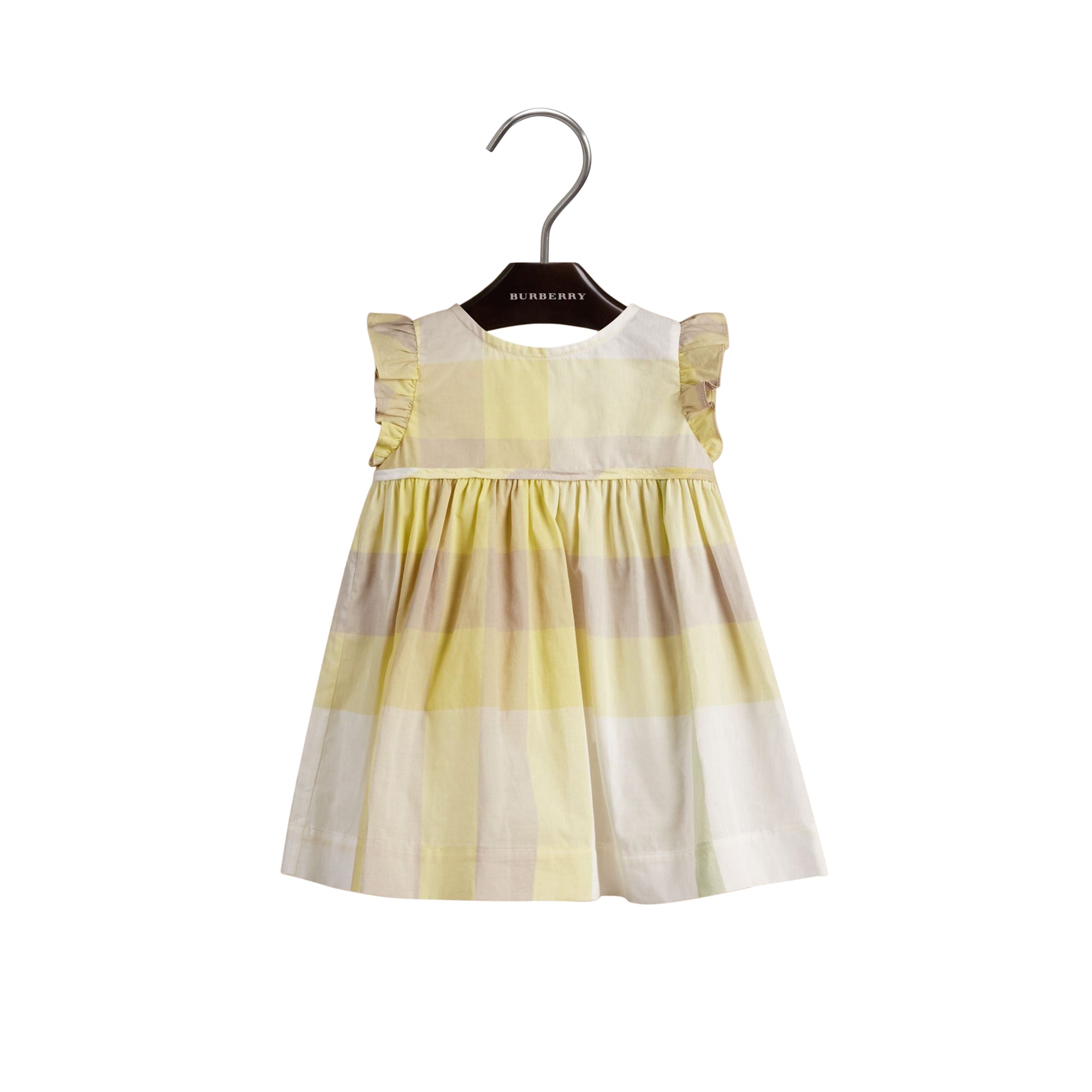 Robe check à manches papillon - Pale Lemon