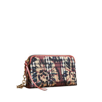 Clutch à imprimé tie and dye avec éléments en cuir - Mauve Pink & Antique Rose