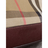 Clutch en coton House check et cuir - Mahogany Red