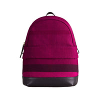 Sac à dos à motif Canvas check avec cuir - Plum