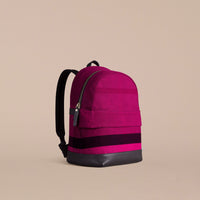 Sac à dos à motif Canvas check avec cuir - Plum